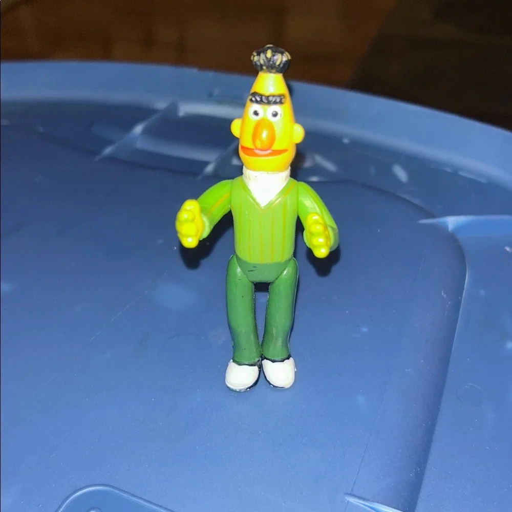 Green Bert-Inspired Bird Toy Figure - Yellow Accents